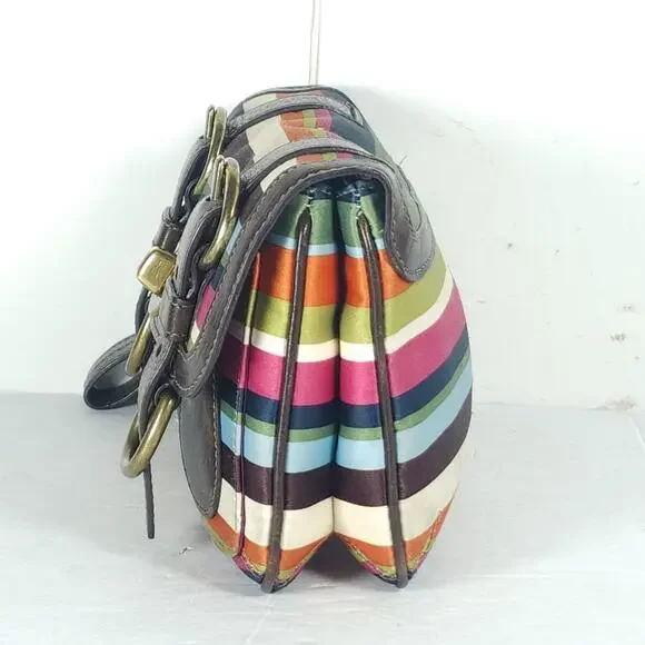 Coach Legacy Stripe Garcia Small Multicolor Canvas Turnlock Clutch Wristlet - Picture 5 of 16